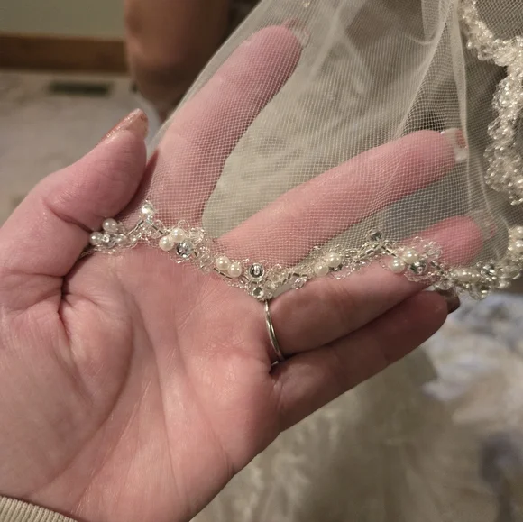 Elegant Beaded Lace Wedding Dress - Picture 9 of 11